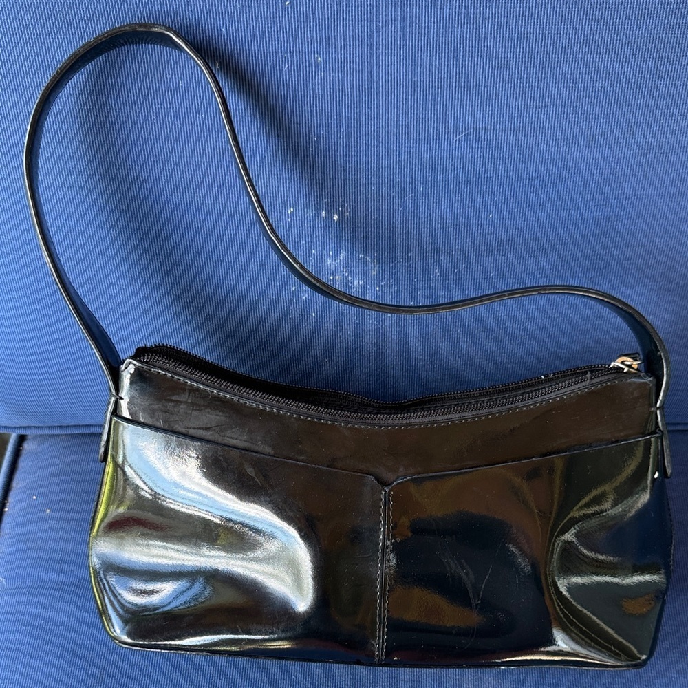 Alfani Glossy Black Shoulder Bag